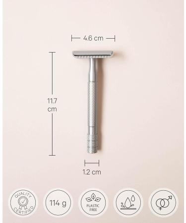 Noya Razor Plane - Metal Razor in Silver for Skin-Friendly Zero Waste Shave | Unisex Face & Body Care | Includes 5 Blades - Buy Online on GoSupps.com