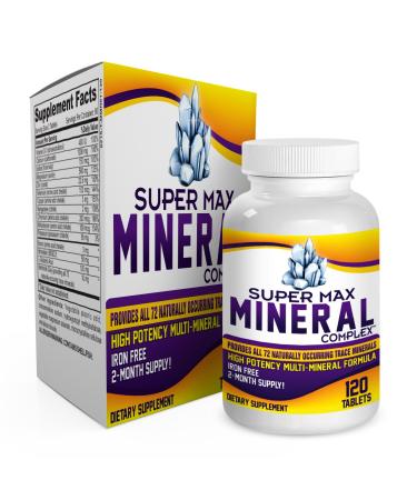 2-Month Multi Mineral Supplement (Iron Free) with 72 Trace Minerals - Supplements - Natural Multiminerals - Multimineral Complex - 120 Tablets