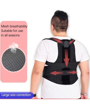 70-140kg Plus Size Back Brace Posture Corrector For Men Women Dual Compression Elastic Back Support Belt Pain Relief For Neck Back Shoulders Lumbar Support Belt gift 5XL Black - Buy Online on GoSupps.com