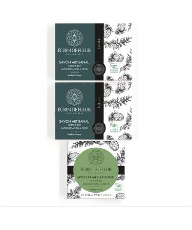  CRIN DE FLEUR Organic soap for men 3 pieces cedar soap 2 x 90 g shaving soap cedar 1 x 55 g - Buy Online on GoSupps.com