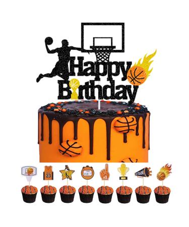 9pcs Basketball Cake Topper - Basketball Cake Decorations Boys Age 10 Cupcake Toppers Basketball Cake Topper Birthday Basketball Topper Basketball Cake Decorations for Boys
