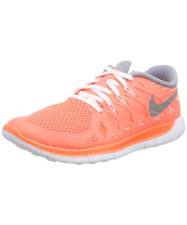 Nike Free 5.0 Girls Running Shoes 36.5 EU Orange Brght Mng Mtllc Slvr Mgnt Gry 800