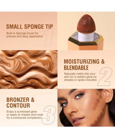 Erinde Liquid Contour Cream Stick with Sponge Tip - Dark Brown | Natural Bronze for Long-lasting Face Contouring | Lightweight & Smooth Formula - Buy Online on GoSupps.com