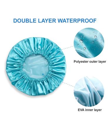 AmazerBath Shower Caps 4 Pack for Women | Reusable Waterproof EVA Hair Cap | Double Protection Layers | Medium Size (Green, Purple, Pinkish-orange, Blue) - Buy Online on GoSupps.com