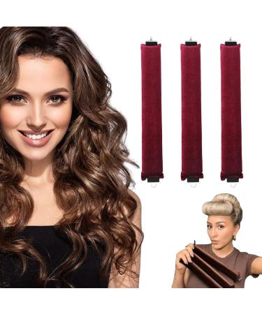 Yeria 3 pieces curls without heat curly winder overnight overnight blowout curly band curly winder for sleeping Heatless Curls Band curly winder large for all hair types Burgundy