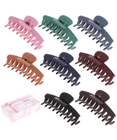 8 Color Large Matte Hair Claw Clips - 4.3 Inch Nonslip Big Nonslip hair clamps Perfect Jaw hair clamps for Women and Thinner hair styling-1
