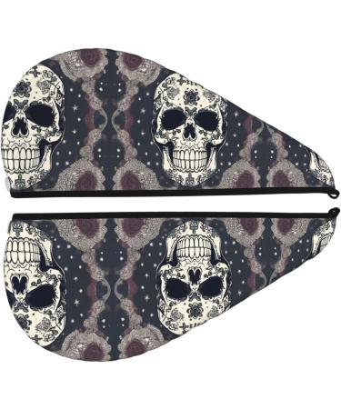 Skull Yoga Floral Coral Velvet Hair Cap - Dry Curly Long & Thick Hair Anti-Frizz Buttons - Buy Online on GoSupps.com