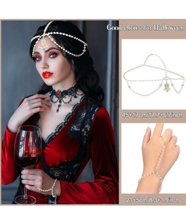 Kenning 10 Pcs Gold Boho Festival Jewelry Set - Hand Chain, Headpiece, Finger Ring, Bracelet, Headband for Women - Buy Online on GoSupps.com