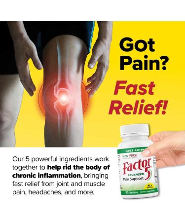 Factor 5 Advanced Pain Support Supplement - 100% Natural Relief for Joint, Muscle Pain & Headaches (60 Veggie Capsules) - Buy Online on GoSupps.com