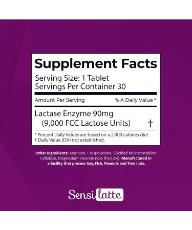 Lactase Enzyme 30 Tablets No Flavor - 9.000 FCC - Sensilatte Quick Dissolution Helps with Digestive Comfort Prati Donaduzzi Tasteless / No Flavor 30 Count (Pack of 1) - Buy Online on GoSupps.com