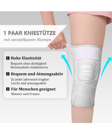 Kniebandage f r Frauen & M nner - 2er Set Knieunterst tzung mit verstellbaren Riemen & Anti-Rutsch-Silikon - Sport Laufen Arthrose Gelenkschmerzen | Gr e M - Buy Online on GoSupps.com