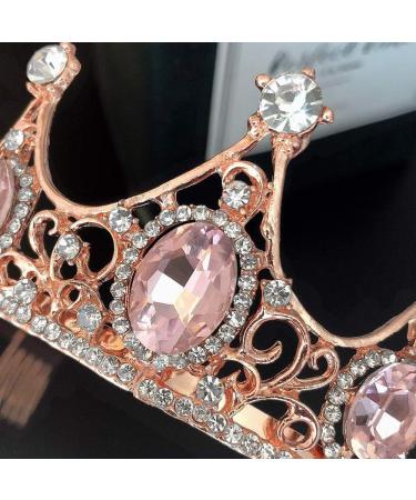 Girls Crystal Tiara Crown With Comb Women Princess Headband Gift for Carnival Headdress Fancy Dress Costume Wedding Prom Birthday Christmas Party Pageant Hair Accessories Jewelry Pink - Buy Online on GoSupps.com