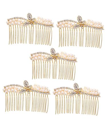Beaupretty Bridal Hair Pin alloy rhinestone hair gold headpiece gold hair clip wedding headpiece for bride crystal hair gold bride rhinestone hair bridal headpiece bride hair Gold