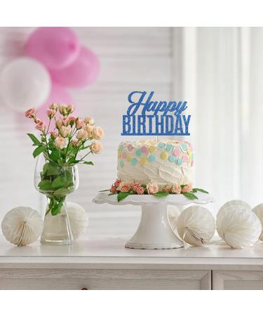 Tenhaisi Blue Glitter Happy Birthday Cake Topper Anniversary Party Birthday Sign Cake Topper Adults Children Teenager Birthday Party Cake Decoration Supplies - Buy Online on GoSupps.com