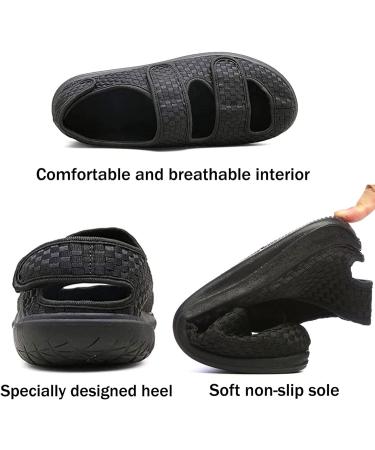 Women's Extra Wide Diabetic Orthopedic Sandals for Swollen Feet - Adjustable Velcro, Arthritis & Edema Footwear | Comfy Breathable Walking Slippers - Size 34, Black - Buy Online on GoSupps.com