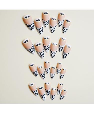 French Tip Press on Nails - Long False Nails Press On Nails with Nail Tips Leopard Print Design press on nails Acrylic False Nails Cute Artificial Nails - Buy Online on GoSupps.com