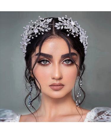 LOVFOIVER Rhinestone Wedding Headband - Handmade Leaf Crystal Bridal Hairpiece for Brides & Bridesmaids - Buy Online on GoSupps.com