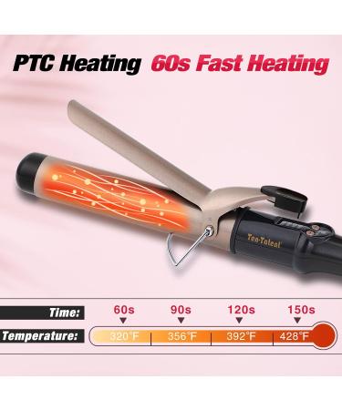Ten-Tatent 32mm Ceramic Tourmaline Curling Tong Iron for Long & Short Hair - Dual Voltage Curling Wand with Adjustable Heat - Black - Buy Online on GoSupps.com