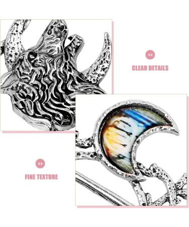 Viking Wolf Moon Hairpins Clips Vintage Shawl Knot Hair Sticks Retro Silver Alloy Viking Hair Barrette Jewelry Accessories for Women Girls Birthday - Buy Online on GoSupps.com