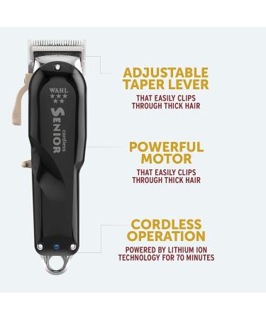 Wahl 5 Star Cordless Senior Clipper - Professional Hair Clippers Kit for Thick Hair - Taper Lever, Fading, Close Cut - Powerful Motor, Lightweight - Barbers Supplies - Buy Online on GoSupps.com