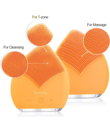 SUNMAY Leaf Facial Cleansing Brush Made of UltraHygienic Soft Silicone Waterproof Sonic Vibration Face Brush with Timer for Deep Cleansing Gentle Exfoliation and Massage (Orange) - Buy Online on GoSupps.com