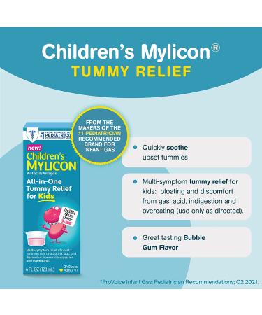 Children's Mylicon All-in-One Tummy Relief Bubble Gum Flavor 4oz - Fast-Acting Gas & Bloating Relief - Buy Online on GoSupps.com