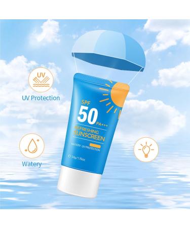 Refreshing Sunscreen for Face SPF 50 Korean Sunscreen Lotion for Oily Sensitive Skin Broad Spectrum UVA/UVB Non-Greasy & Water Resistant (3pc) - Buy Online on GoSupps.com