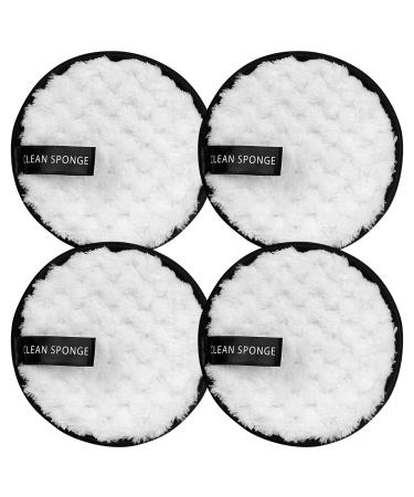 Arqumi Reusable Makeup Remover Pads 4PCS Eye Makeup Remover Pads Double-sided Microfibre Face Pads Washable Facial Cleansing Pads Makeup Remover Cloths For All Skin Types White 4 White