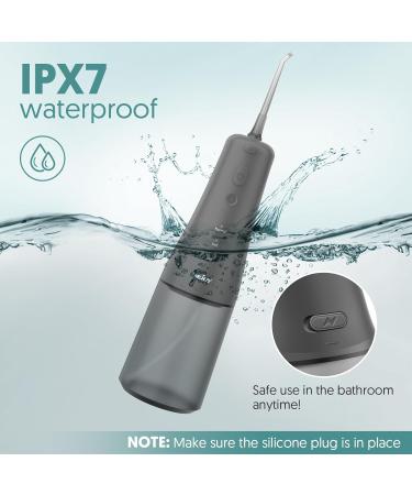 Cordless Portable Water Flosser with 4 Modes and 6 Tips - Professional Electric Teeth Cleaning Kit for Oral Care - 300mL Water Tank - Gray - Buy Online on GoSupps.com