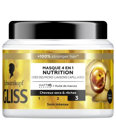 Schwarzkopf - GLISS - 4in1 Mask - Nutrition - Marula Oil - Haptiq System - Creates Micro-Capillary Bonds - Dry and Coarse Hair - Intense Care - Nourishes & Repairs - 400ml