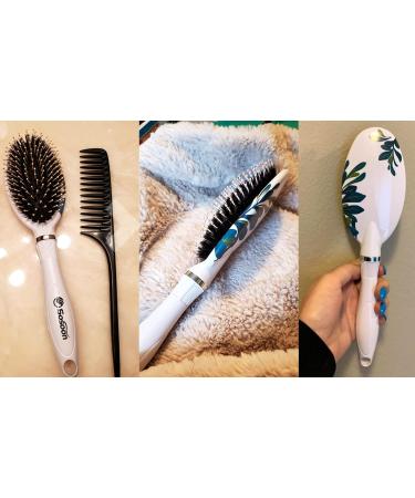 Paddle Hair Brush with Boar Bristles for Long, Thick, Curly Hair - Reduces Breakage and Frizz - White - Buy Online on GoSupps.com