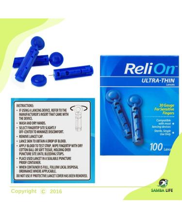 Diabetes Testing Bundle: ReliOn Ultra-Thin Blood Lancets 30 Gauge 100ct + Samba Life eBook - Buy Online on GoSupps.com