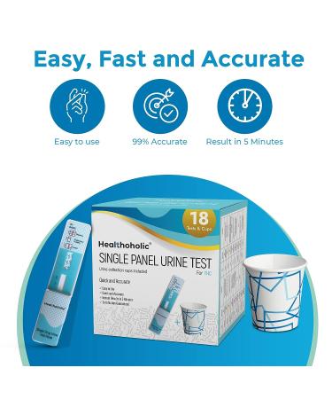 Healthoholic 18 Pack THC Urine Test Kit - High Sensitivity Marijuana Detector with 18 Tests & Cups - Buy Online on GoSupps.com