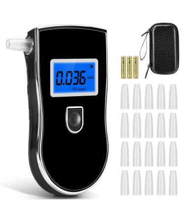 Alcohol Breathalyzer, Portable Alcohol Breath Tester with 20 Mouthpieces, Professional-Grade Accuracy, Accurate Blood Alcohol Tester with Digital LCD Screen for Personal Use