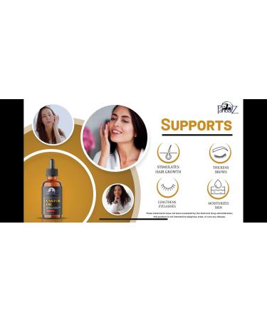 Organic Castor Oil 2oz - Cold Pressed Hexane-Free for Eyelashes Eyebrows Hair & Skin | Growth-Boosting Vegan Beauty Elixir - Buy Online on GoSupps.com