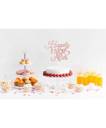 Happily Ever After Cake Topper Wedding Anniversary Party Decorations Bridal Shower Party Decor Vow Renewal Engagement Party Supplies Rose Gold Glitter - Buy Online on GoSupps.com