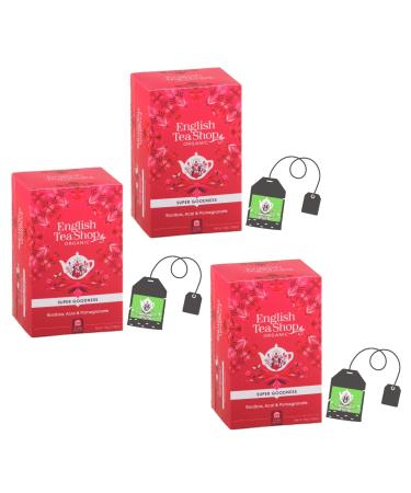 English Tea Shop English Tea Shop | Organic Rooibos Infusion with Pomegranate and Acai Berries | Fruity Rooibos Herbal Tea - 3 x 20 Filters (90g) | Caffeine-Free Fruit and Rooibos Blend for Evening Tea