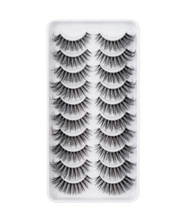 Clear Band Russian Volume Fluffy Strip Lashes 10 Pairs Naturally Wispy D Curly False Eyelashes | Htal05 - International Shipping - Buy Online on GoSupps.com