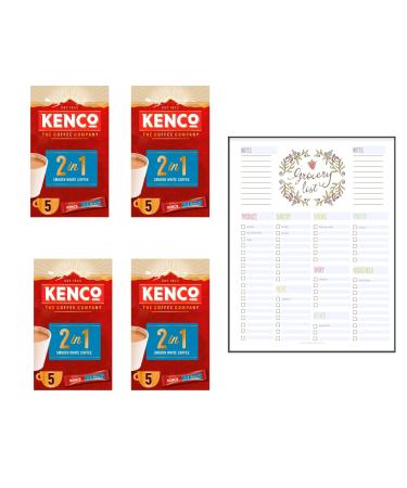 Coffee Bundle which Contains Kenco 2 in 1 Smooth White Instant Coffee Sachets 5 x 14g - Pack of 4 with Grocery List Card - Buy Online on GoSupps.com