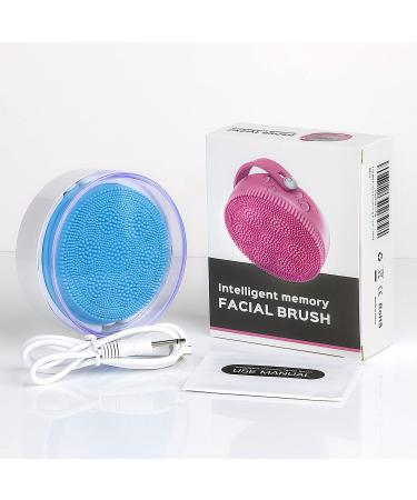 Silicone Facial Cleansing Brush - Sonic Face Scrubber for Normal and Sensitive Skin | USB Rechargeable, Waterproof, Travel Case Included (Blue) - Buy Online on GoSupps.com