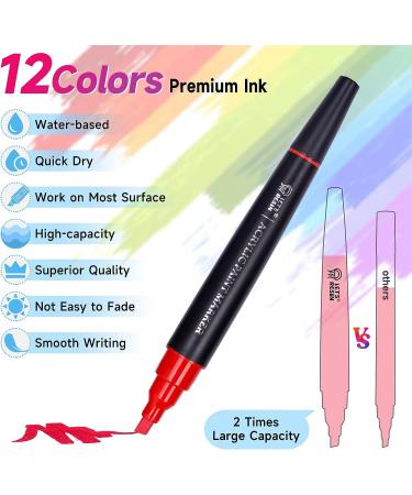 LET'S RESIN Acrylic Paint Markers 12 Colors - Multi-Purpose, High-Capacity Paint Pens for Resin Crafts, Rock, Stone, Canvas, Glass - DIY Art Supplies - Buy Online on GoSupps.com