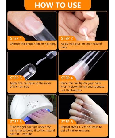 Decinieee XXXL Gel Nail Tips 504 Transparent Extra Long Full Cover Tips in 10 Sizes | Perfect for Nail Studios & DIY Enthusiasts - Buy Online on GoSupps.com