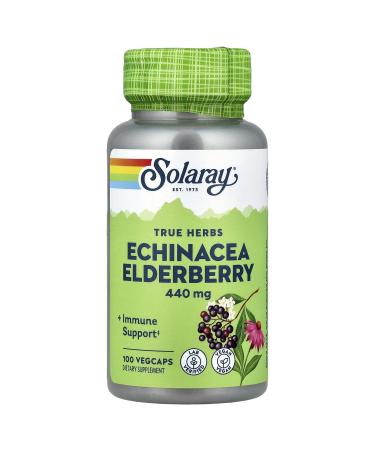 SOLARAY Echinacea and Elderberry Capsules 440 mg | 100 Count