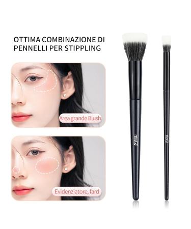 MSQ 2PC Stippling Foundation Brush Set - Precision Face & Eye Brushes for Liquid & Creamy Foundations - Rounded Synthetic Fibers - Buy Online on GoSupps.com