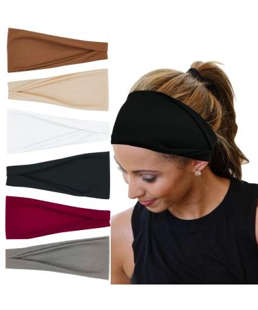 Headbands For Women Workout Yoga Headband Wide Head Bands Soft Hair Styling Accessories band For Girls 6 Pack