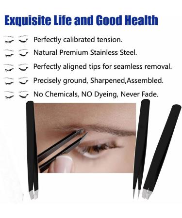 Professional Sloping Stainless Steel Fairy Tweezers | Precision Tweezers for Face Hair & Ingrown Hair | Matt Black | Ideal for Men & Women - Buy Online on GoSupps.com