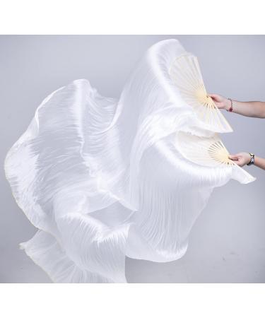 White Silk Belly Dance Fan Veils - Hand-Made 1.8m - FJYIRI Women - Buy Online on GoSupps.com