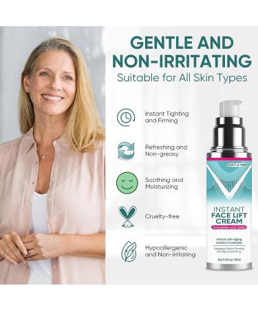 Instant Face Lift Cream with Hyaluronic Acid - Anti-aging Serum for Fine Lines, Wrinkles, and Sagging Skin - 2 Minute Results - Buy Online on GoSupps.com