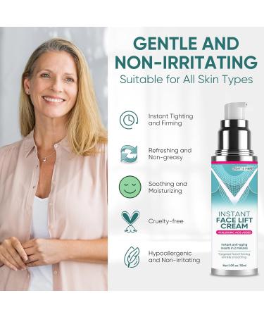 Instant Face Lift Cream Neck Eye Anti-aging Serum for Smoothing Fine Lines Wrinkles and Firming Loose Sagging Skin Puffiness in 2 Minutes Natural Face Tightening Cream with Hyaluronic Acid - Buy Online on GoSupps.com