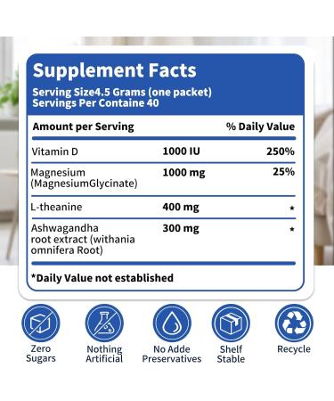 40 Count Super Cortisol Calm Drink with Magnesium Glycinate, Ashwagandha, L-Theanine & Vitamin D3 |Magnesium glycinate Powder for Relaxation, Focus & Sleep Support | Raspberry Lemonade | No Sugar - Buy Online on GoSupps.com